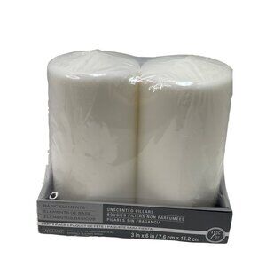 Unscented Pillar Candles‎ By Ashland  3"x6"  White  Party Pack 2-Piece New